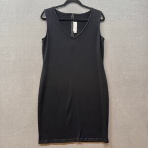 Vtg St John Knit V Neck Dress Womens 8 Black Sleeveless Minimalist Old Money